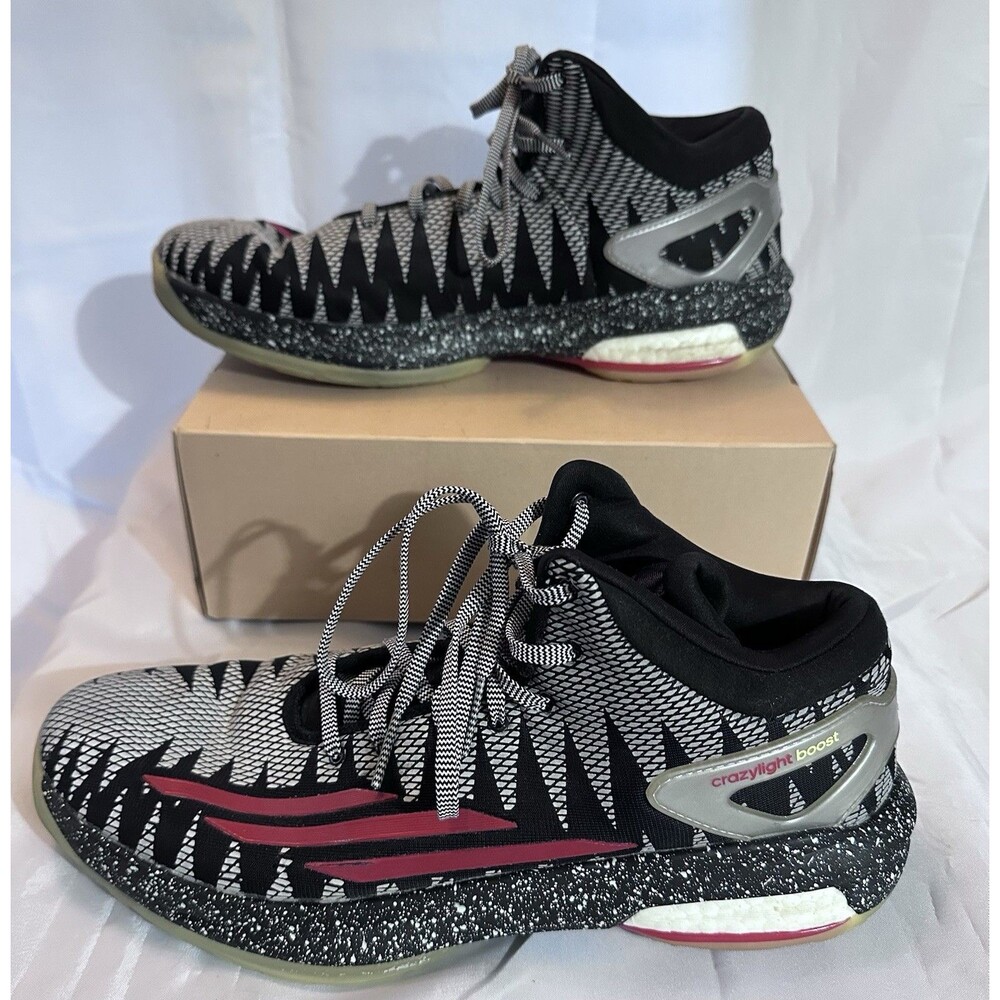 Adidas CrazyLight Boost 12.5 Black Red Basketball Shoes Mens Athletic Sneakers